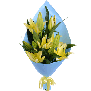 Arrangement of 3 yellow lilies with delivery Moscow