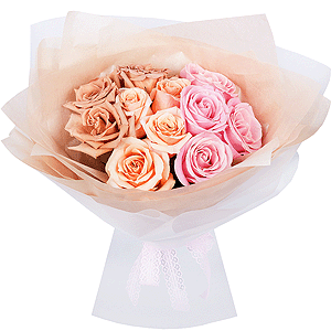 Rose Pink 50 cm Ecuador (Chelo, Hermosa, Novia, Titanik, Engagement, Pink Mondiale) - 6, Rose Cream 50 cm - 6, Роза Тоффи - 5, Wrapping Paper