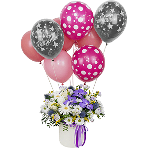 Fluffy cloud with balloons with delivery Moscow