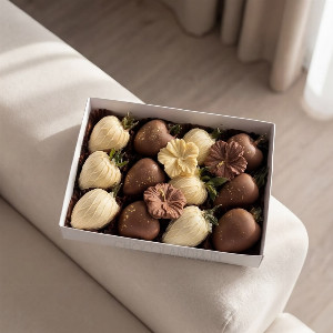 Strawberries in Chocolate "Floral Aroma" with Chocolate Flowers with delivery Nizhniy-Novgorod