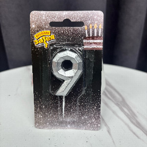 Silver Number Candle "9" with delivery Perm
