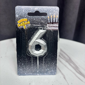 Silver Number Candle "6" with delivery Perm
