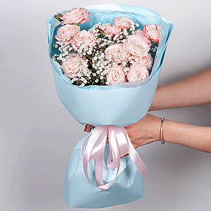 Peony sprayrose - 3, Gypsophila - 3, Wrapping Paper