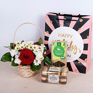 Gift set "Flower basket, sweets and tea" with delivery Essentuki