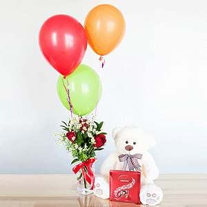 Gift set "Teddy bear, sweets and balloons" with delivery Moscow