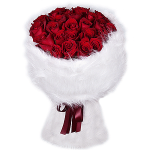Red rose 70 cm Ecuador - 41, Faux Fur, Ribbon