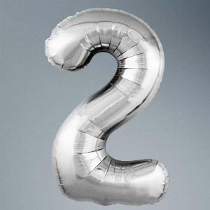 Number Balloon "Silver 2" with delivery Saint Petersburg