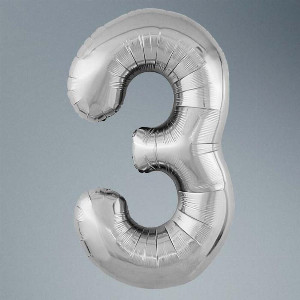 Number Balloon "Silver 3" with delivery Saint Petersburg