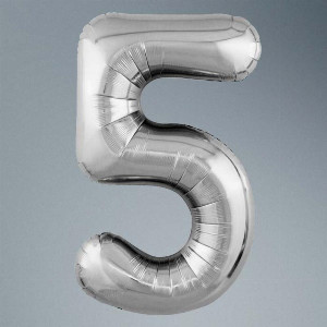 Number Balloon "Silver 5" with delivery Saint Petersburg