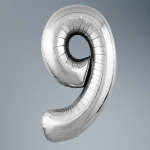 Number Balloon "Silver 9" with delivery Saint Petersburg