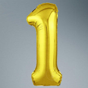 Number Balloon "Gold 1" with delivery Saint Petersburg