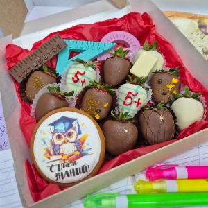 Large set of strawberries in chocolate "Knowledge Day" with delivery Tyumen