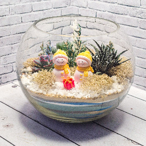 Florarium "Snowmen" with delivery Saint Petersburg