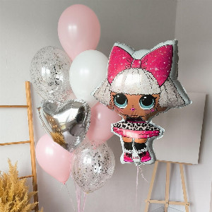 Pink Doll Balloon Set with delivery Omsk