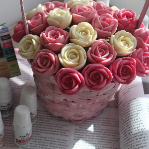 Chocolate roses basket "Pink Dreams" with delivery Saint Petersburg
