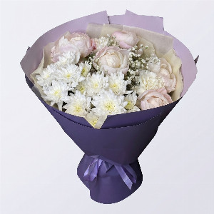 Morning Grace Bouquet with Peonies and Gypsophila with delivery Saint Petersburg