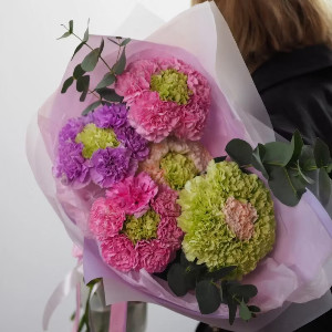 Rainbow Carnival Bouquet with Eucalyptus with delivery Perm
