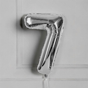 Шар-цифра "Серебряный блеск" семерка серебро