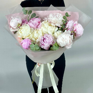 Breath of Sunrise Bouquet with peonies and eucalyptus with delivery Moscow