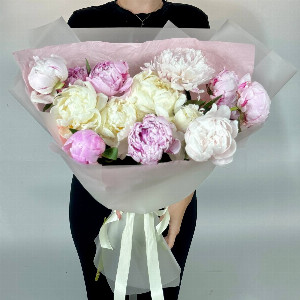 French Compliment Bouquet of lush peonies with delivery Moscow