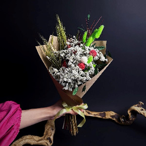 Snow-White Summer Eco-Style Dried Mini Bouquet with delivery Moscow
