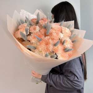 Peach Afternoon Bouquet with Lagurus with delivery Perm