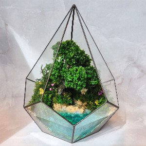 Florarium "Forest Lake" with moss and resin with delivery Saint Petersburg