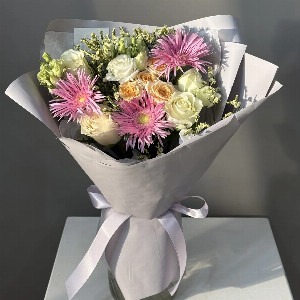 Pink Glow Bouquet with Gerberas and Eustoma with delivery Kaliningrad