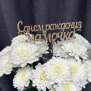 Топпер "С днём рождения, мамочка" серебряный