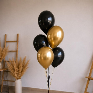 Black Gold Balloon Fountain with delivery Omsk