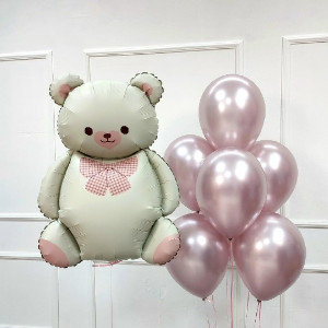 Gentle Teddy Balloon Composition with delivery Omsk