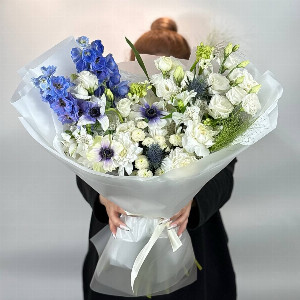 Ocean of Tenderness Blue and White Bouquet with delivery Moscow