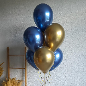 Blue Chrome Balloon Fountain with delivery Omsk