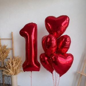 Balloon Set "Scarlet Passion" with Hearts with delivery Omsk