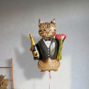 Foil Balloon "Cat with Champagne" with delivery Omsk