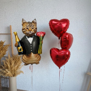 Balloon Set "Kitten with Hearts" with delivery Omsk