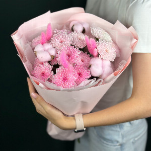 Bouquet "Pink Cotton" with Chrysanthemums with delivery Nizhniy-Novgorod