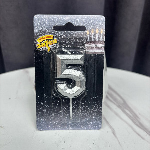 Свеча "Серебряная цифра 5"