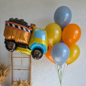 Dump Truck Balloon Set in Orange Glow with delivery Saint Petersburg