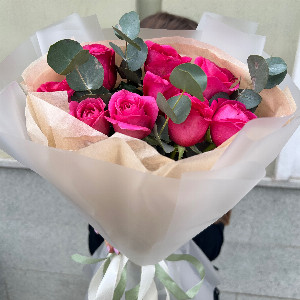 "Pink Mist" Bouquet of 9 Roses with delivery Ufa