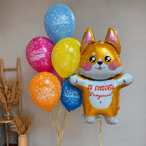 "Sunny Corgi" Balloon Set with delivery Saint Petersburg
