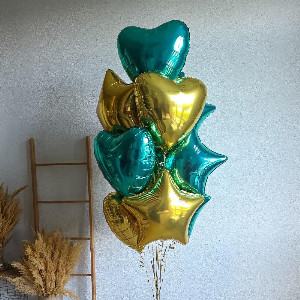 Balloon Fountain "Turquoise & Gold" with delivery Omsk