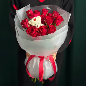 Rose Bouquet "A Bear's Confession" with delivery Perm