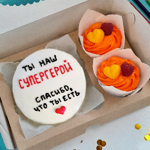 Торт и капкейки "Спасибо герою"