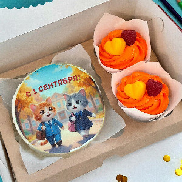 Dessert Set "School Days" with Bento Cake and Cupcakes