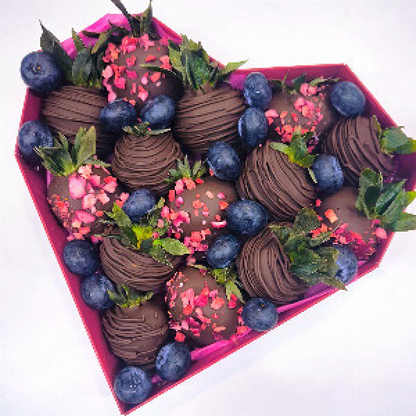 Blueberry Nights Chocolate Covered Strawberries with Blueberries