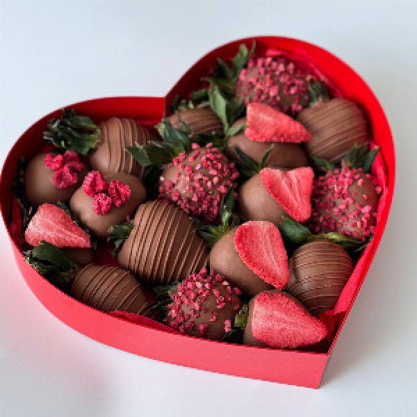 "Love" Heart-Shaped Chocolate Strawberries