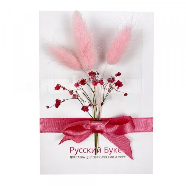 Greeting Card, Dried flowers in assortment, Ribbon