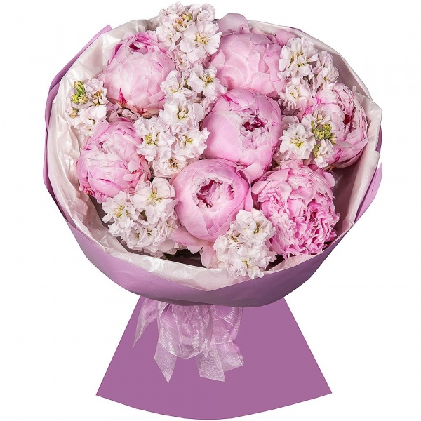 Peony pink - 7, White Matthiola - 13, Wrapping Paper