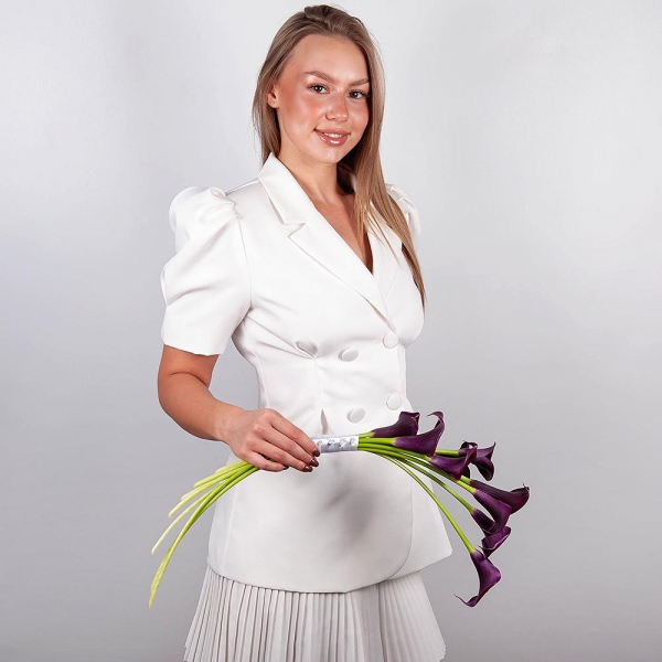 Burgundy Calla Lily - 15, Ribbon
